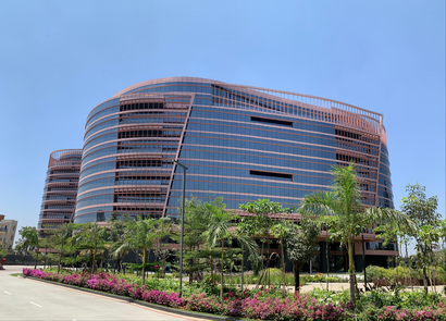 Photo de l'extérieur du bâtiment Google, situé à Bengalore, Inde